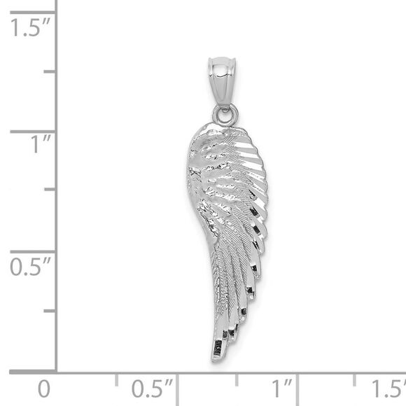 Kazi Luxury 14K White Gold Polished and Textured Angel Wing Pendant